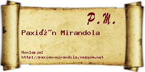 Paxián Mirandola névjegykártya